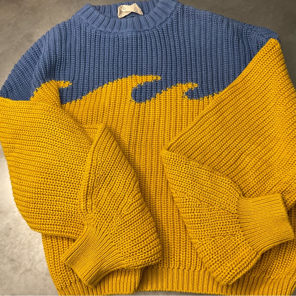 Back Beat Co. Blue and Yellow Wave Sweater